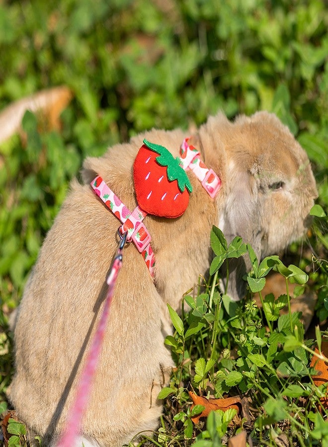 ORZECHKO Rabbit Harness and Leash - Adjustable Bunny Harness Escape Proof for Walking Running Hiking Camping Outdoor - Pink Strawberry Pattern Cute Small Animal Harness Leash Set - Image 5